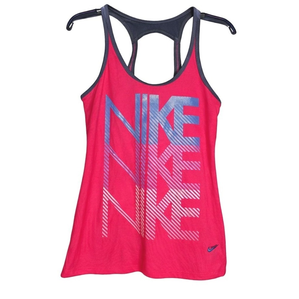 Nike Pink Racerback Large Logo Tank Top Athletic Workout Gym Women's Size S - Picture 3 of 8
